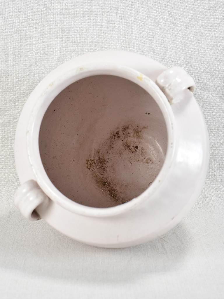 Antique French confit pot with white glaze - Martres Tolosane 9¾"