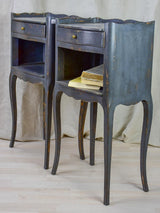 Pair of Louis XV style 1950's French nightstands with teal blue paint finish