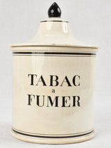 Tabac à Fumer lidded tobacco pot black and white 10¾"