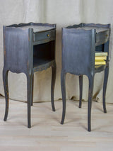Pair of Louis XV style 1950's French nightstands with teal blue paint finish