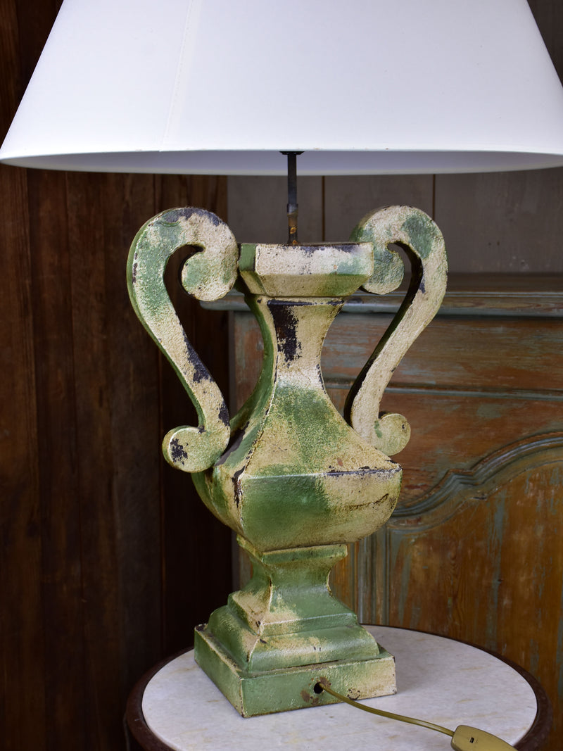 Vintage French lamp with green tole base