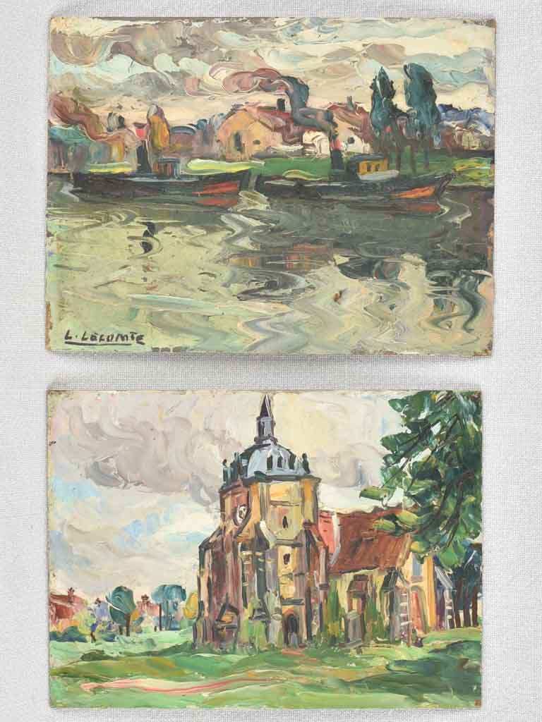 Two small paintings signed Lermonte - 1940s  -7½" x 9¾"