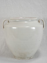 Antique French egg pot with white glaze - Martres Tolosane 10¾"