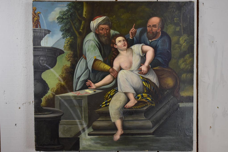 Antique Italian painting - interpretation of Susanna and the elders - Artemisia Gentileschi