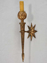 Pair of mid-century wall sconces with star motifs 17"