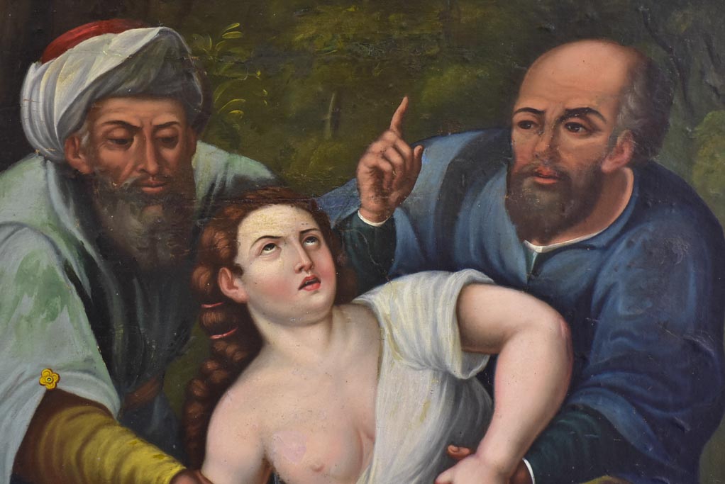 Antique Italian painting - interpretation of Susanna and the elders - Artemisia Gentileschi