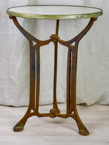 Antique French bistro table with marble top and cast iron base