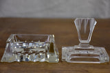 Antique French crystal perfume flask and vanity container