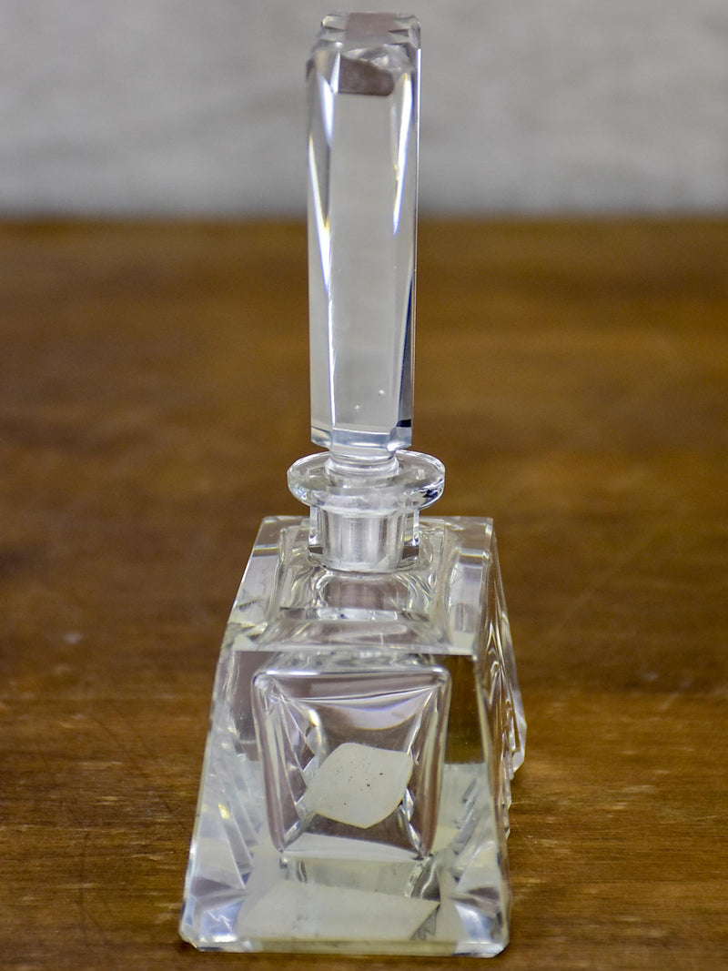 Antique French crystal perfume flask and vanity container