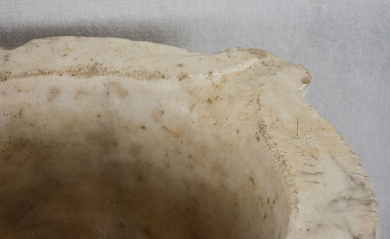 RESERVED MG Very large Cararra marble mortar and double-head pestle - late 18th century 17¼"