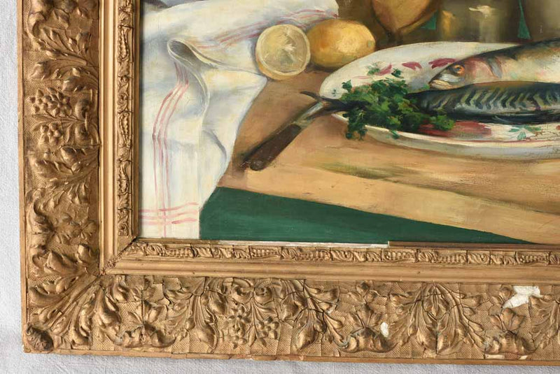 Antique still life with seafood oil on canvas 28¼" x 33¾"