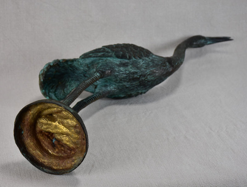 Mid-century bronze heron sculpture 23¾"