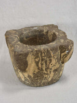 18th Century French marble mortar - brown and cream 11"