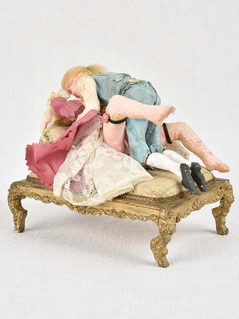 19th century erotic sculpture of copulating couple 5½"