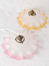 Pink and orange glass pendant light fittings - 1930s -11"
