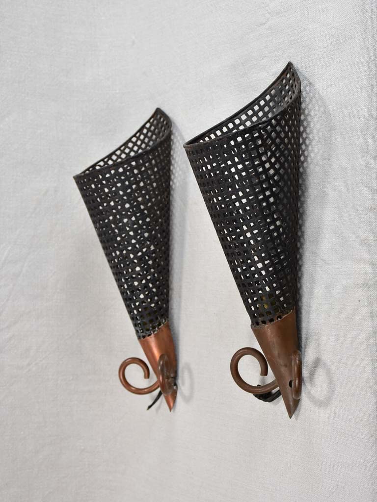 Pair of mid-century wall sconces - attributed to Jacques Biny 14½"