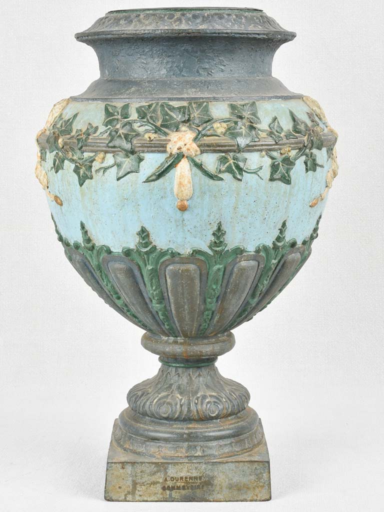 Stunning painted cast iron garden urn Louis XVI - 19¼"