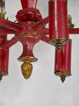 1940s red tole chandelier 17¼" x 25¼"