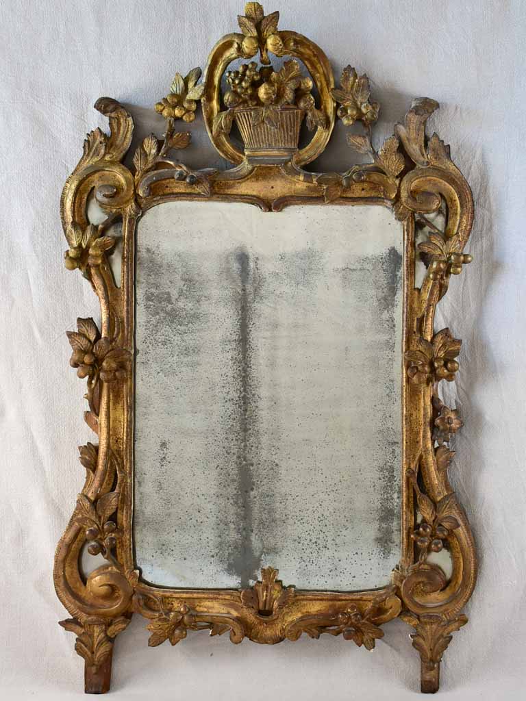 18th century Provencal mirror with fruit basket crest 26" x 43¼"