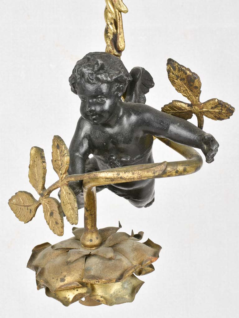 Late 19th century ceiling light with cherub and rose 20¾"