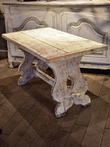 Chunky and rustic Swiss table with white patina