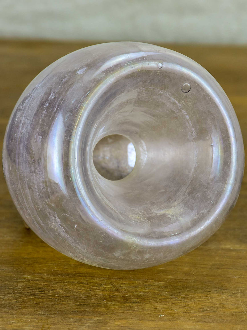 Three antique French flytrap bottles purple tinge Chez Pluie