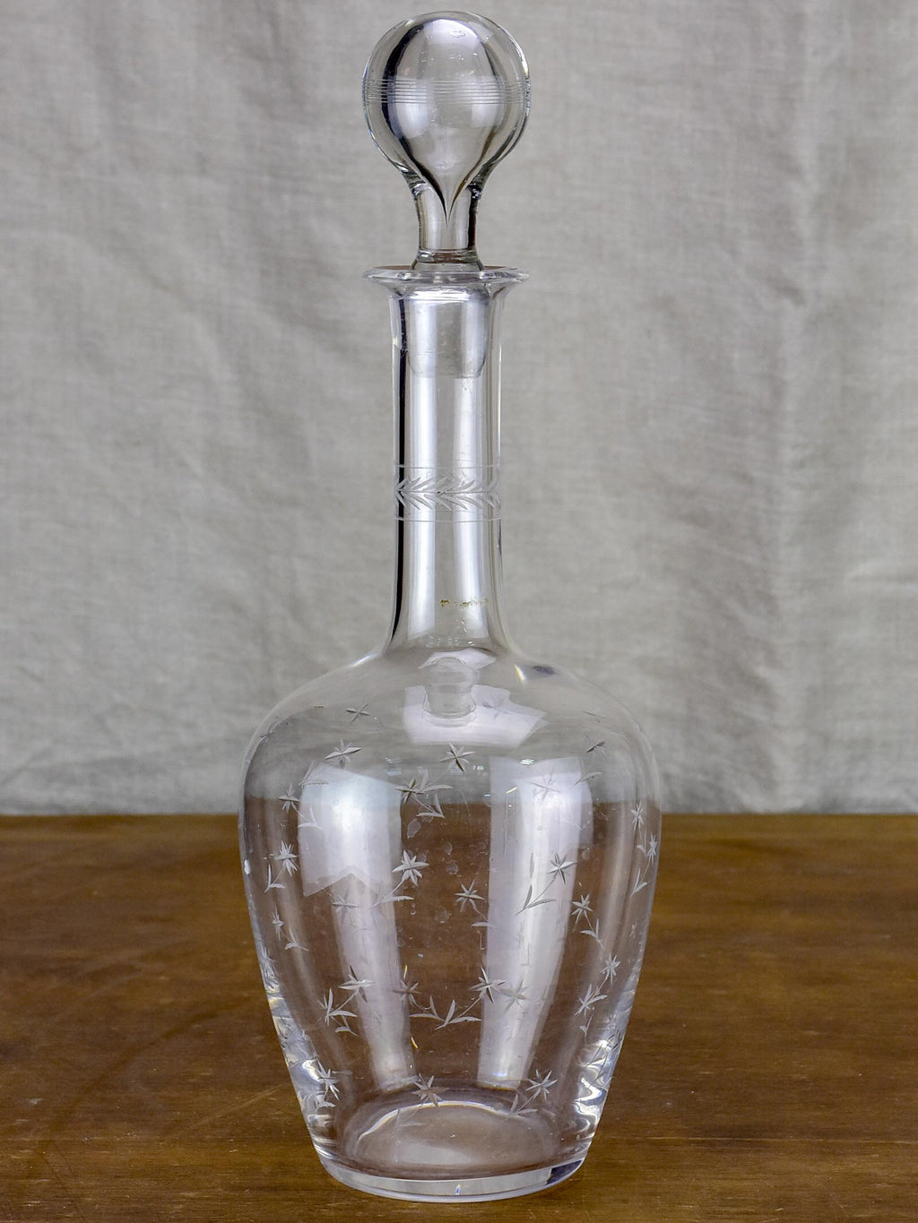 Mid-Century French Glass Wine Carafe Decanter with Stopper and