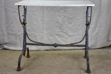 Small 19th Century rectangular garden table with marble top and blue iron base 22¾" x  32¼"