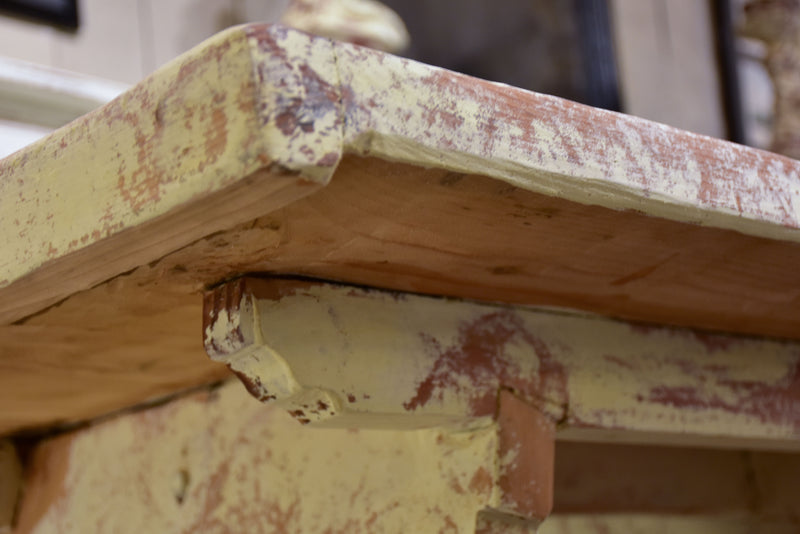 Chunky and rustic Swiss table with white patina