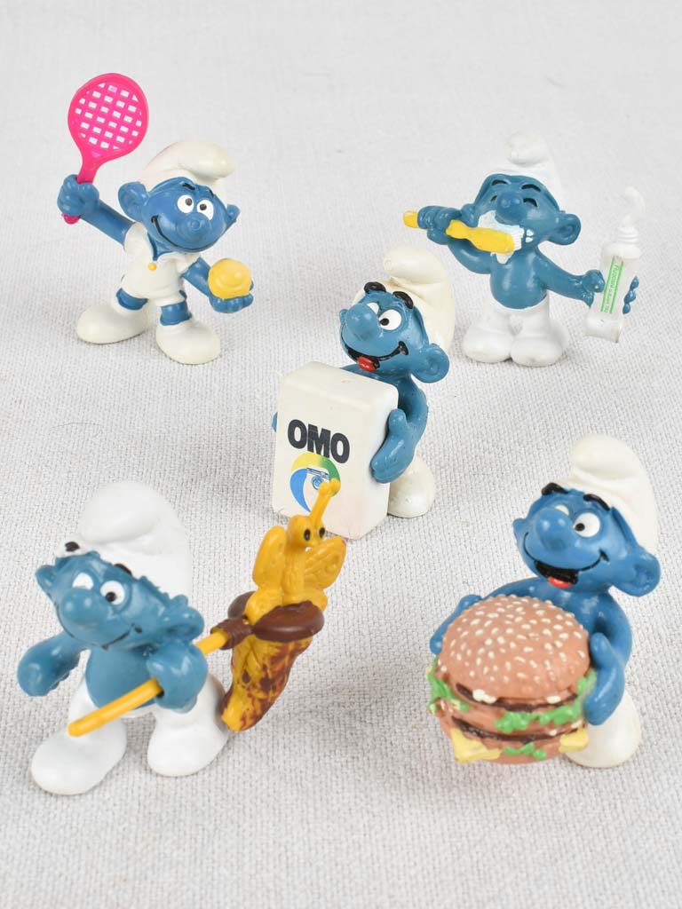 Collection of 5 vintage Smurf figurines 2¼"