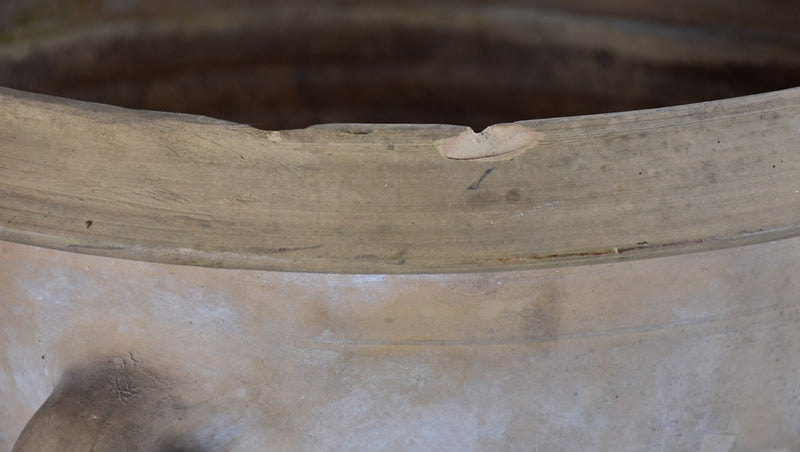 Antique French Castelnaudary terracotta planter with four handles 17¾"