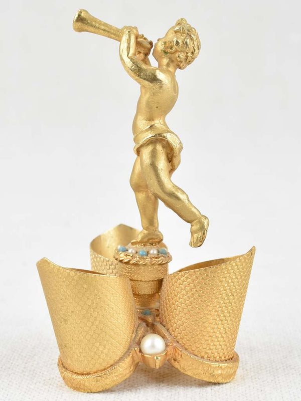 Very small matchstick holder w/ archangel - 3½"
