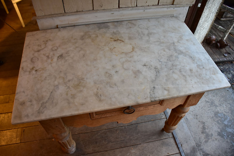 Antique French butcher's table with marble top