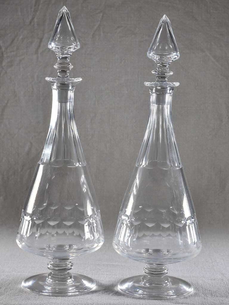 Pair of 1940's crystal carafes 15¼"