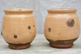 Pair of small antique French confit pots with yellow glaze - 4¾"