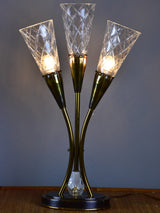 Pair of mid century table lamps with Sevre crystal flutes