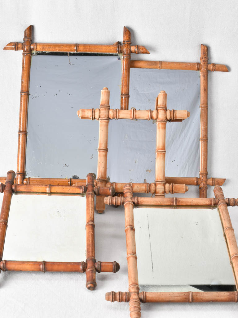 Collection of 5 antique 'bamboo' frame mirrors
