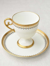 Exquisite ultra fine Dumas Fils Limoges porcelain tea service - blue and gold