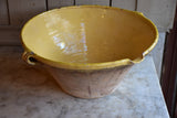 Large 19th century preserving bowl with yellow glaze
