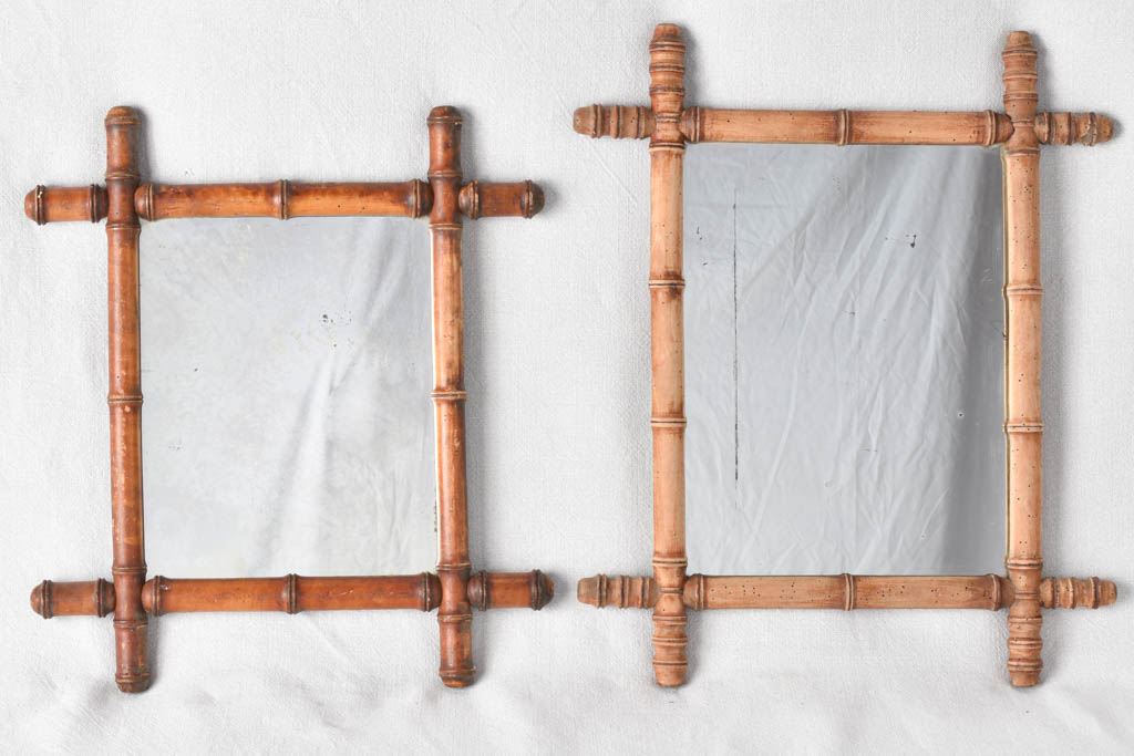 Collection of 5 antique 'bamboo' frame mirrors