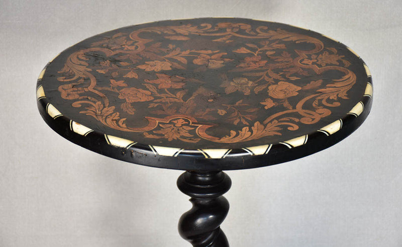 Superb 'ecole Tolosane' pedestal / side table - ebony and marquetry 31"