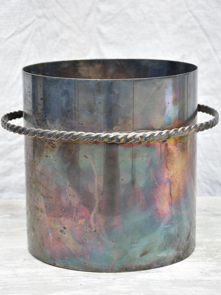 Antique silver plate ice bucket with tie
