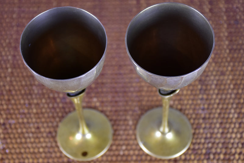 Six vintage wine glasses