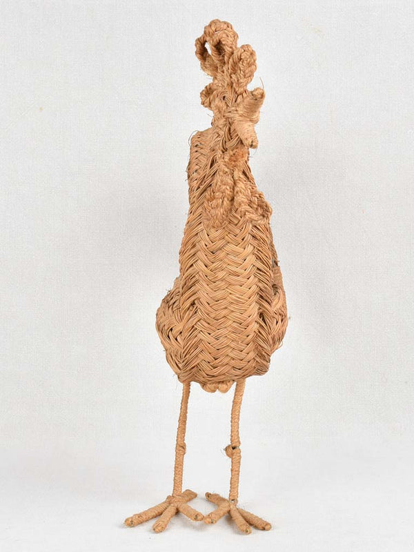 Vintage wicker sculpture of a rooster 21¾"