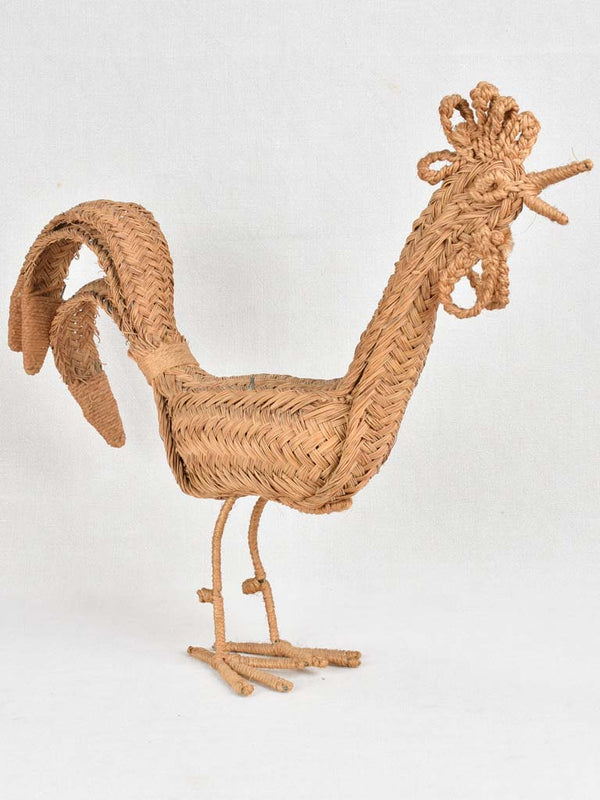 Vintage wicker sculpture of a rooster 21¾"