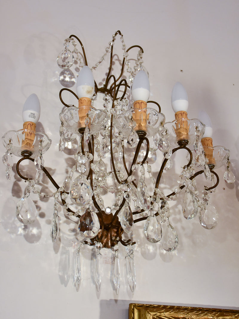 Set of four antique crystal wall sconces
