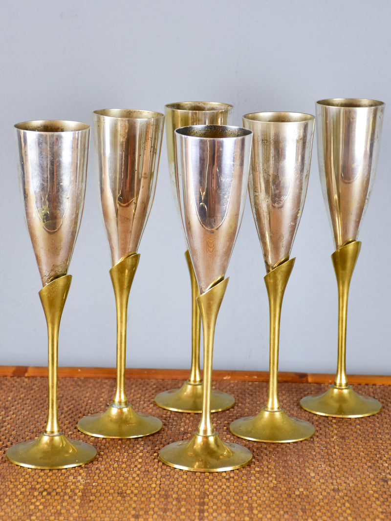 Six antique French wine glasses with gold rim – Chez Pluie