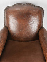 Rustic French leather club chair