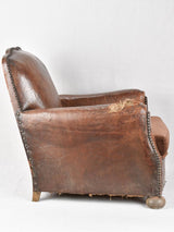 Rustic French leather club chair