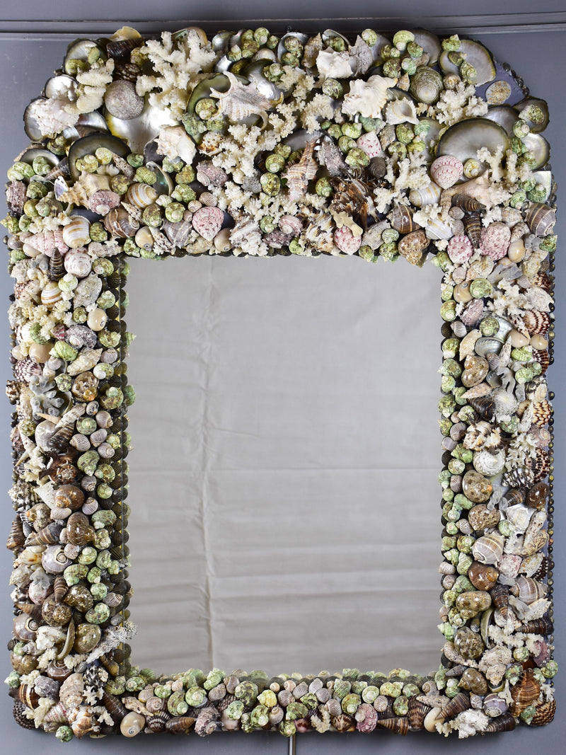 Large mirror with sea shell frame 32” wide x 38 ½''